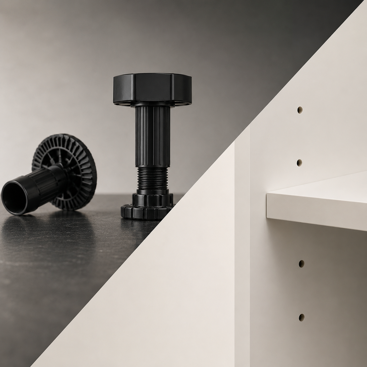 Adjustable shelves and legs